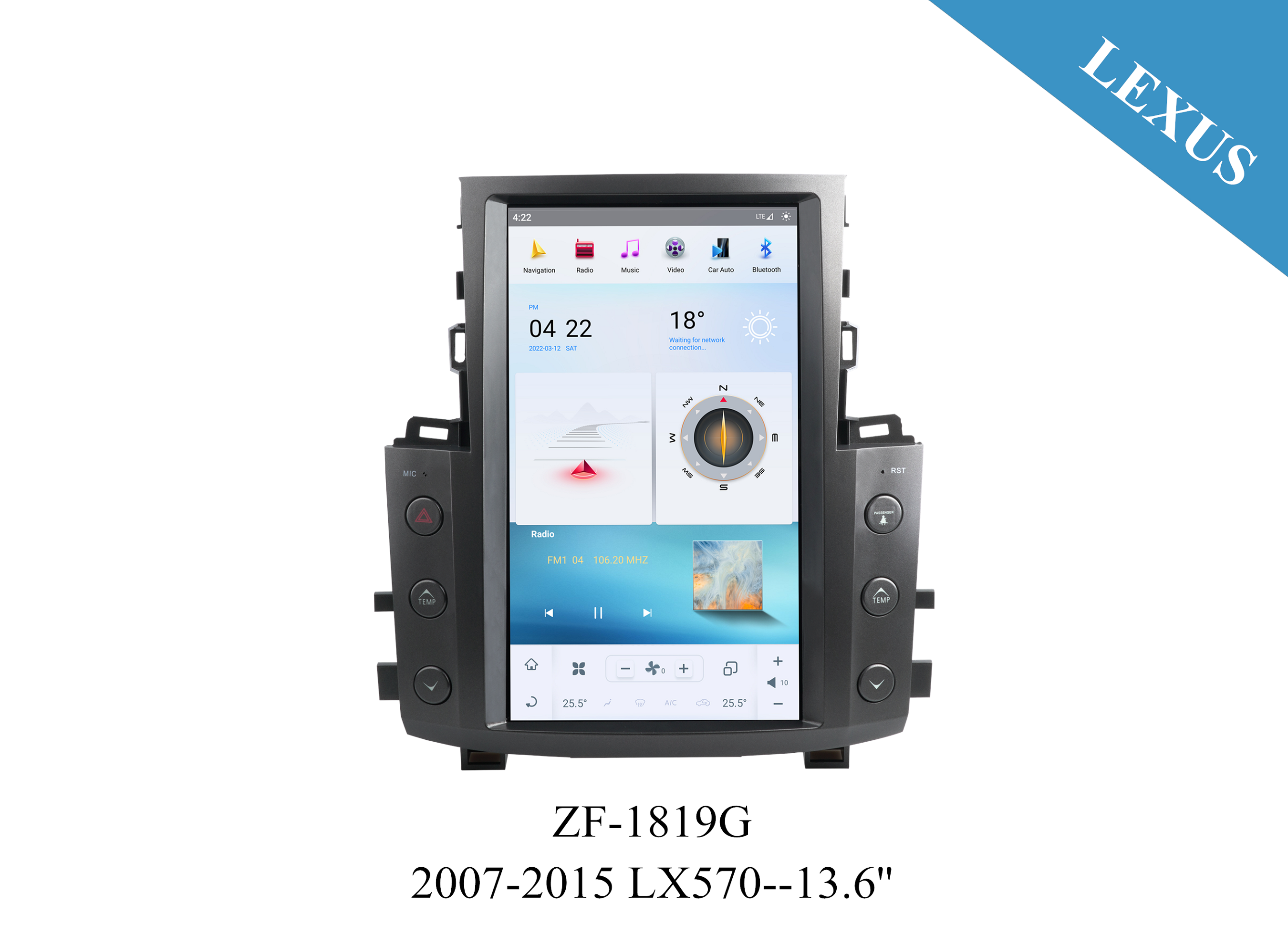 Lexus 2007-2015 LX570 13.6 inch Tesla Style Apple CarPlay Android Radio Upgrade